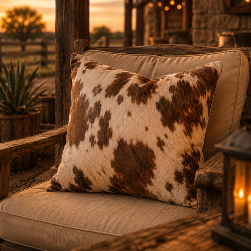 Cowhide-Style Outdoor Pillow