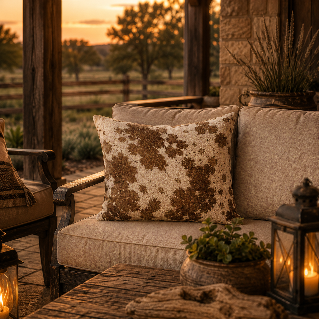 Cowhide-Style Outdoor Pillow