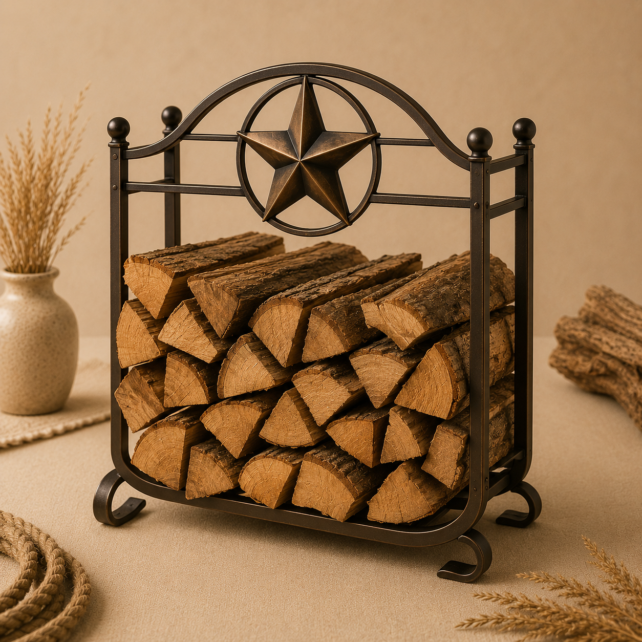 Firewood Rack with Western Star