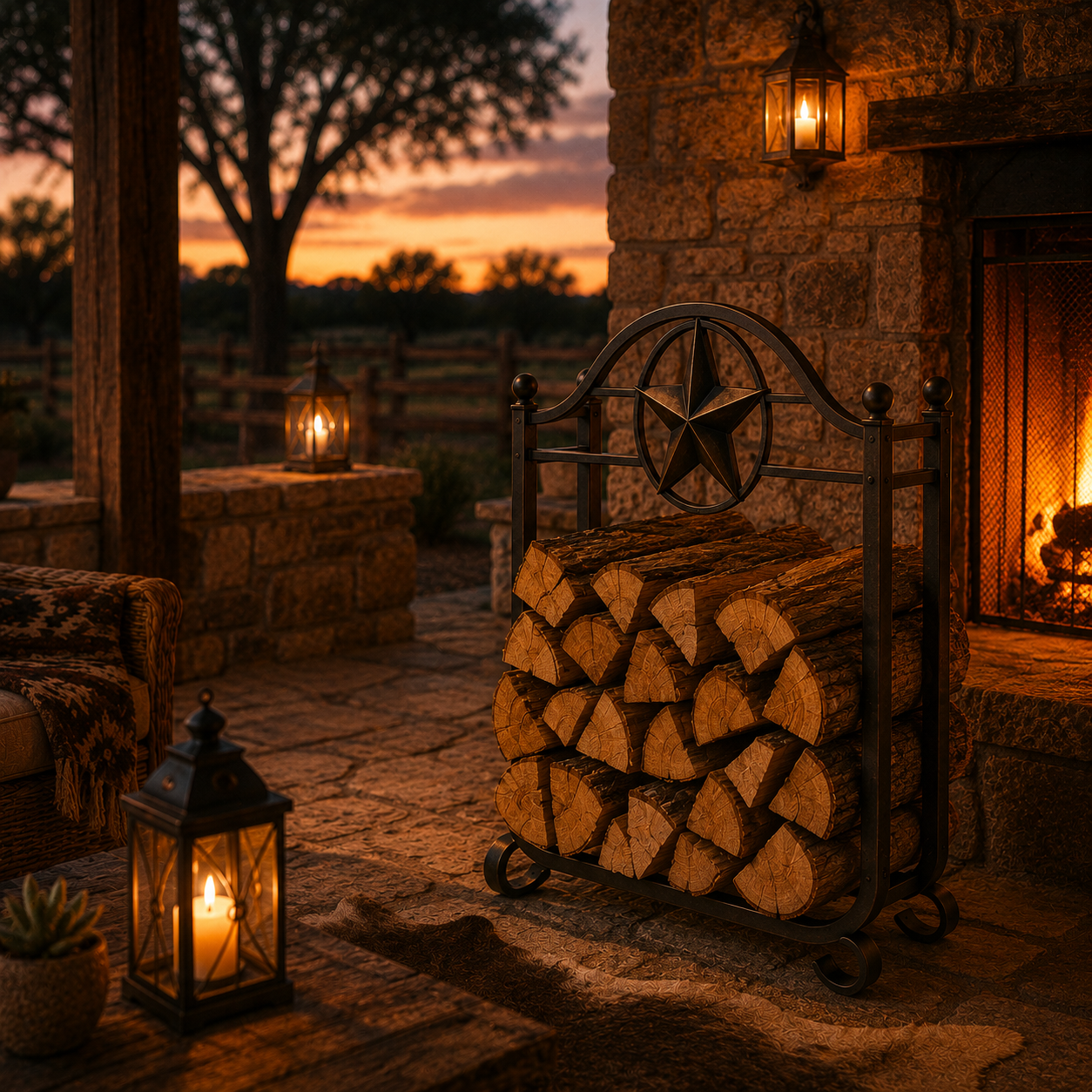 Firewood Rack with Western Star