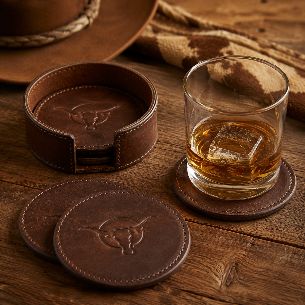 Leather Coaster Set